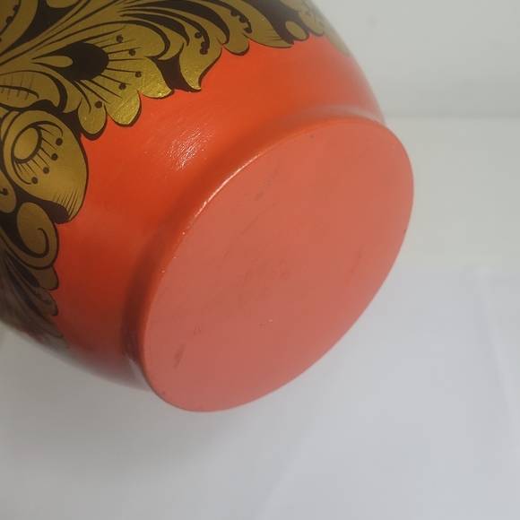 Vintage Russian Khokhloma wood set Vodka bottel 6 goblets one water gobl… - Picture 7 of 16